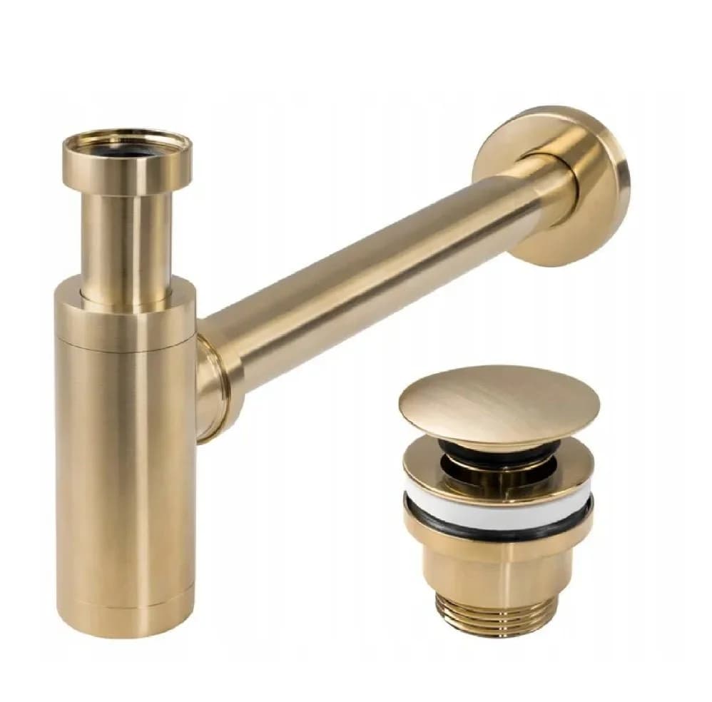 wohnwerk.idee Siphon Ablaufgarnitur Waschbecken Gold Matt - Bild 2