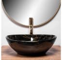 wohnwerk.idee Aufsatzwaschbecken Marmor Schwarz Gold Matt Gäste WC / Bad Bild 1