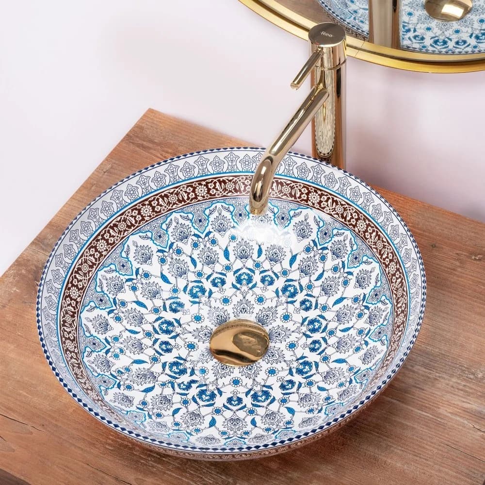 wohnwerk.idee Aufsatzwaschbecken Mexikanisch Ornamente Keramik