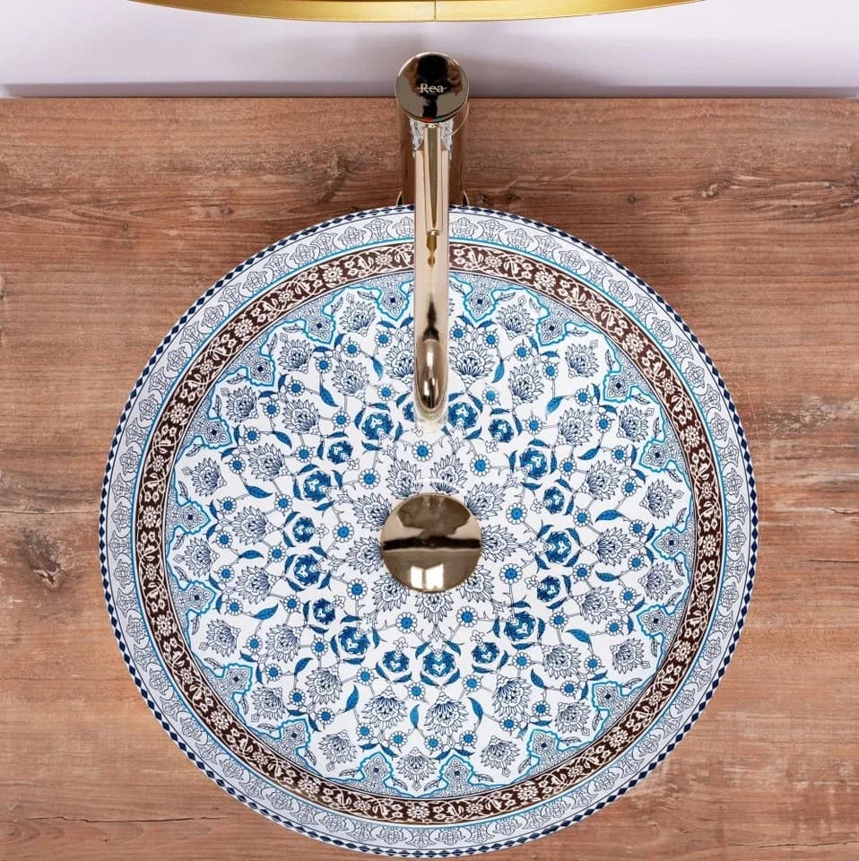 wohnwerk.idee Aufsatzwaschbecken Mexikanisch Ornamente Keramik - Bild 4