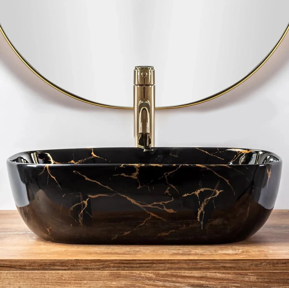 wohnwerk.idee Aufsatzwaschbecken Belinda Marmor Schwarz Matt - Bild 4