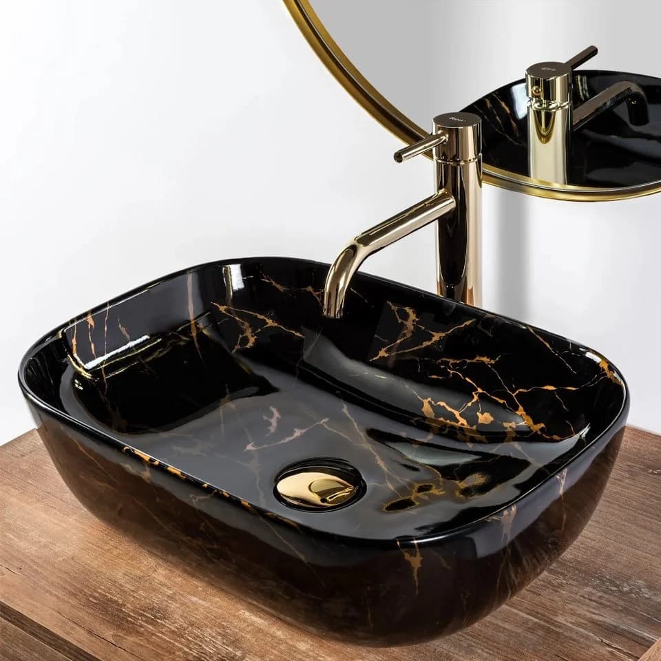 wohnwerk.idee Aufsatzwaschbecken Belinda Marmor Schwarz Matt - Bild 5