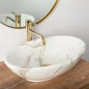 wohnwerk.idee Aufsatzwaschbecken Marmor Optik Weiß Gold Pamela Aiax Luxus Design Bild 5