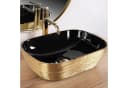 wohnwerk.idee Aufsatzwaschbecken Designer Waschbecken mit gebürstetem Gold, Rechteckig, Struktur-Design Bild 1
