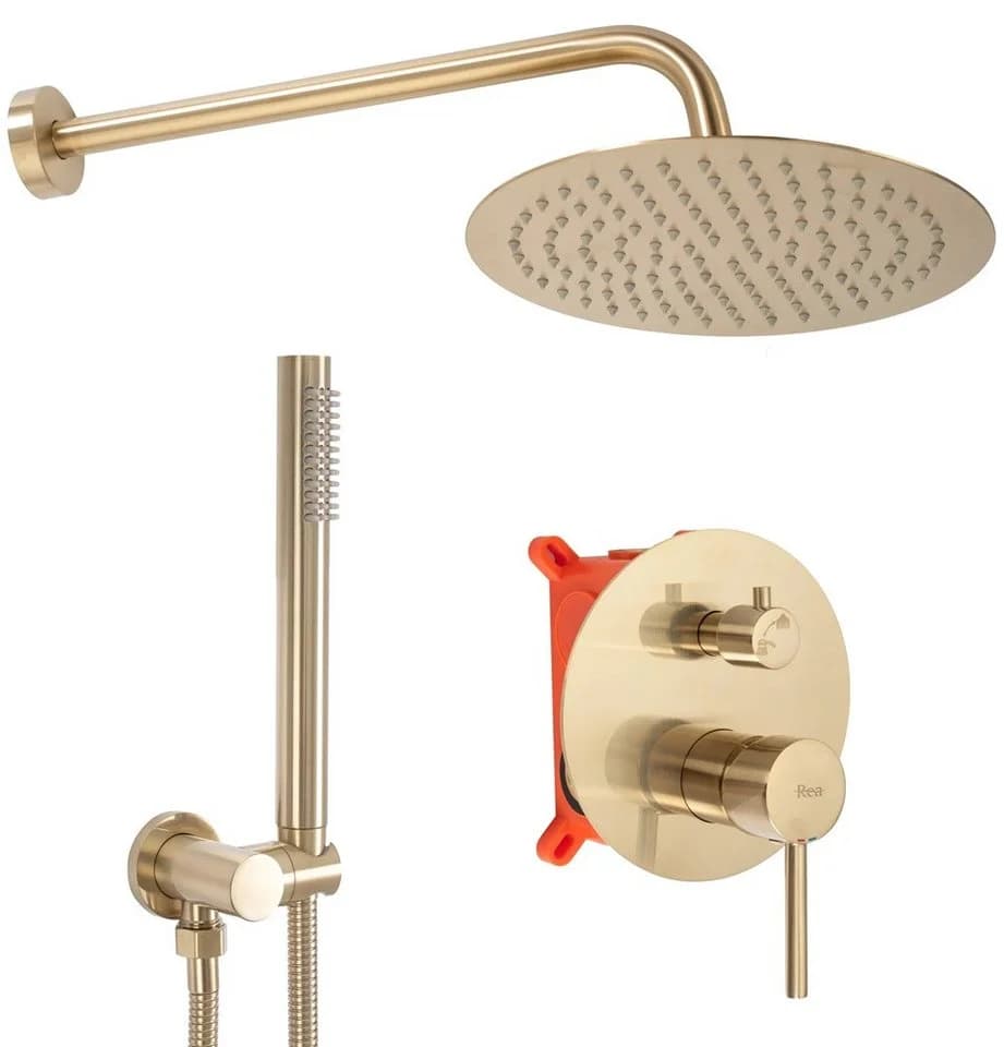 wohnwerk.idee Duschsystem Regendusche Unterputz Gold Matt Poliert Lungo - Bild 2