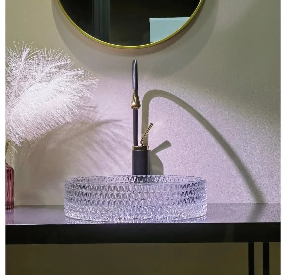 wohnwerk.idee Aufsatzwaschbecken Glaswaschbecken Schwarz Grau Weiß - Bild 3