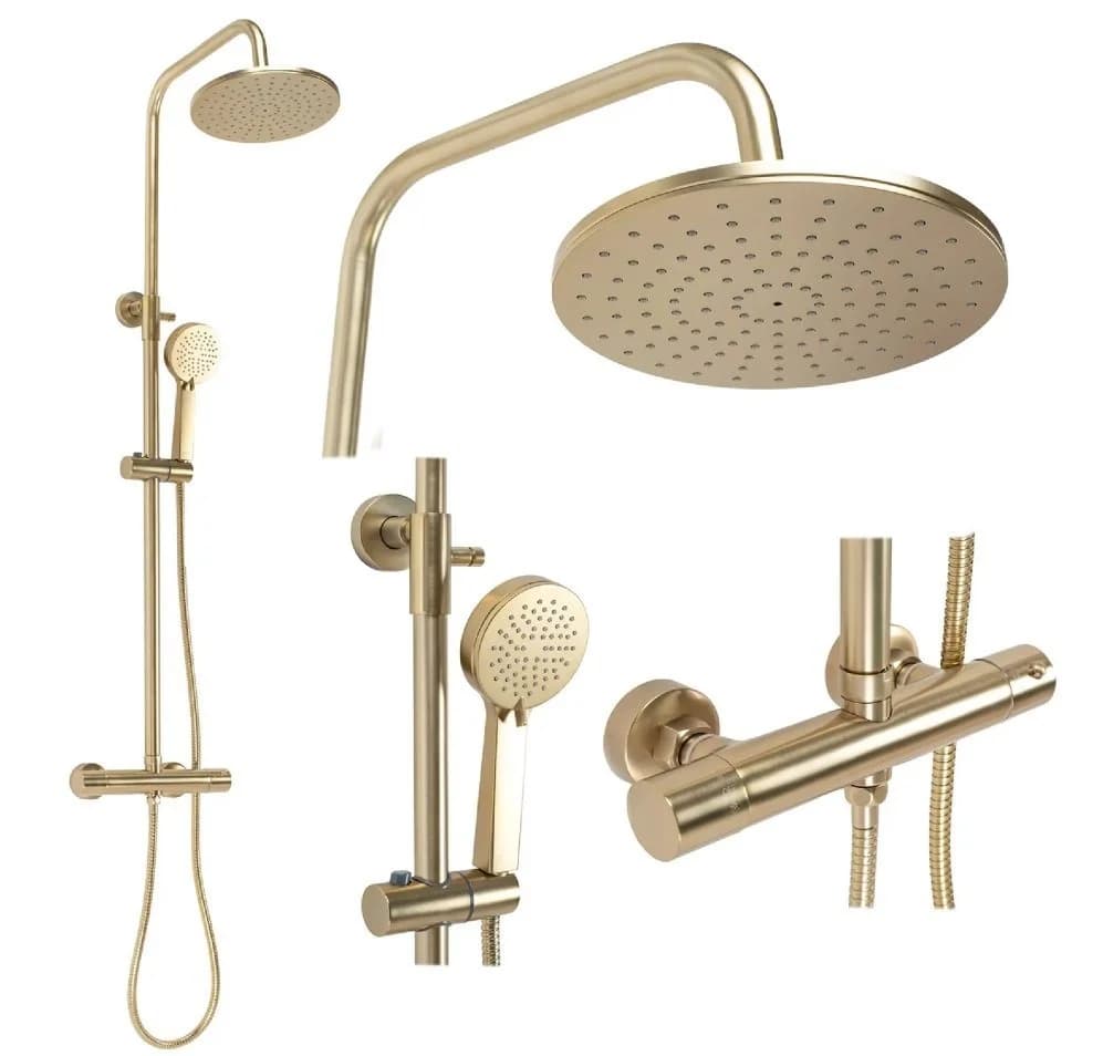 wohnwerk.idee Duschsystem PAROT Matt Gold mit Thermostat