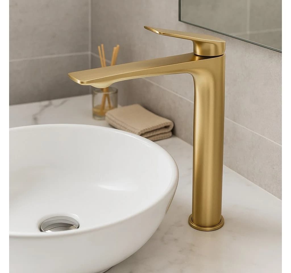 wohnwerk.idee Badarmatur Gold Schwarz Modernes Design Messing Waschbeckenarmatur - Bild 2