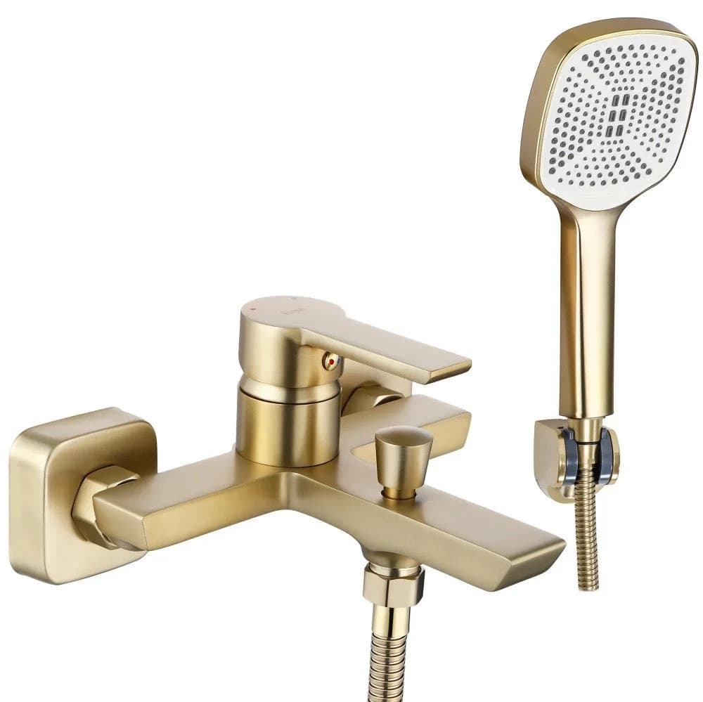 wohnwerk.idee Badewannenarmatur Argus Gold Matt Schwarz Matt mit Handbrause - Bild 2