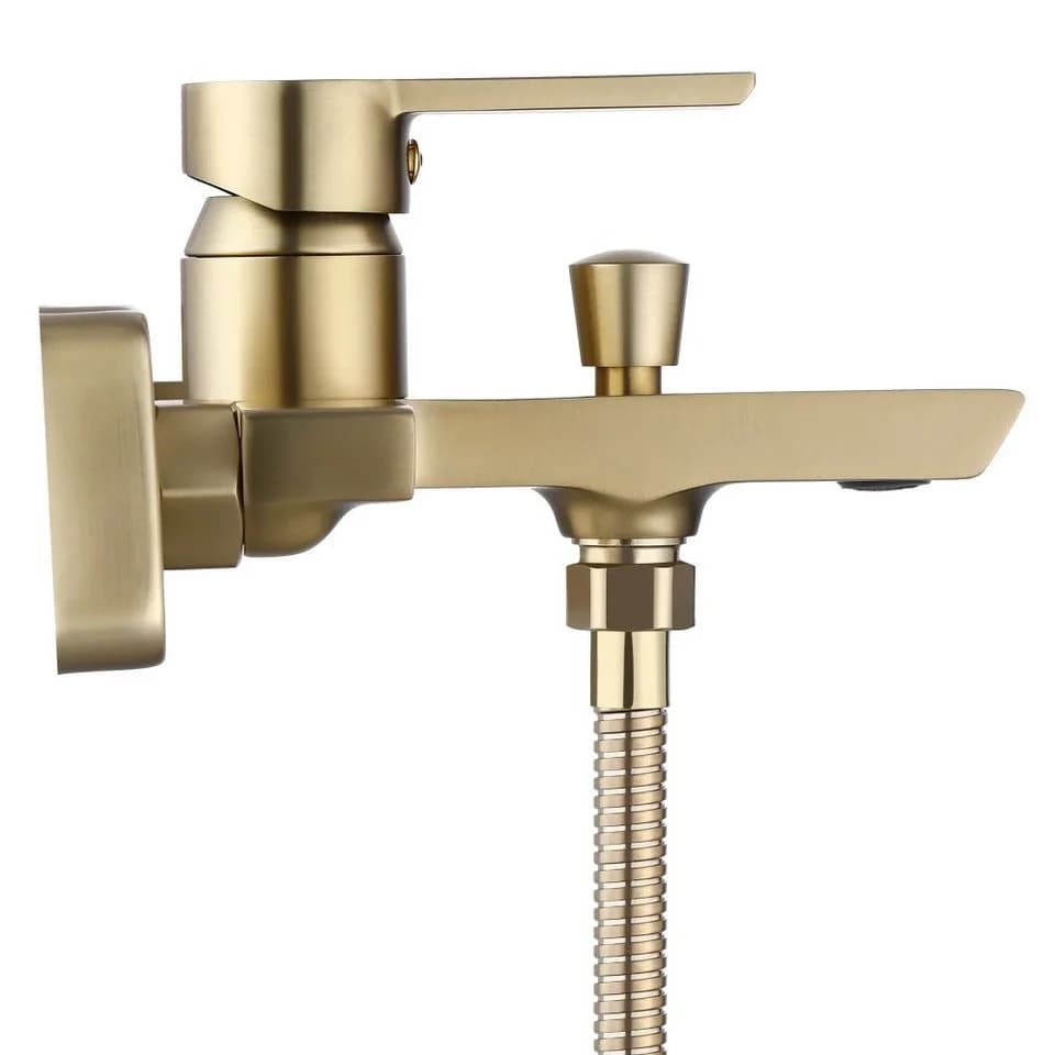 wohnwerk.idee Badewannenarmatur Argus Gold Matt Schwarz Matt mit Handbrause - Bild 5