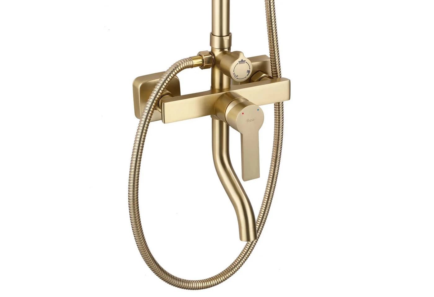 wohnwerk.idee Duschsystem Design Duscharmatur Regenbrause Handbrause Gold Matt