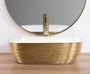 wohnwerk.idee Aufsatzwaschbecken Designer Waschbecken mit gebürstetem Gold, Rechteckig, Struktur-Design Bild 1
