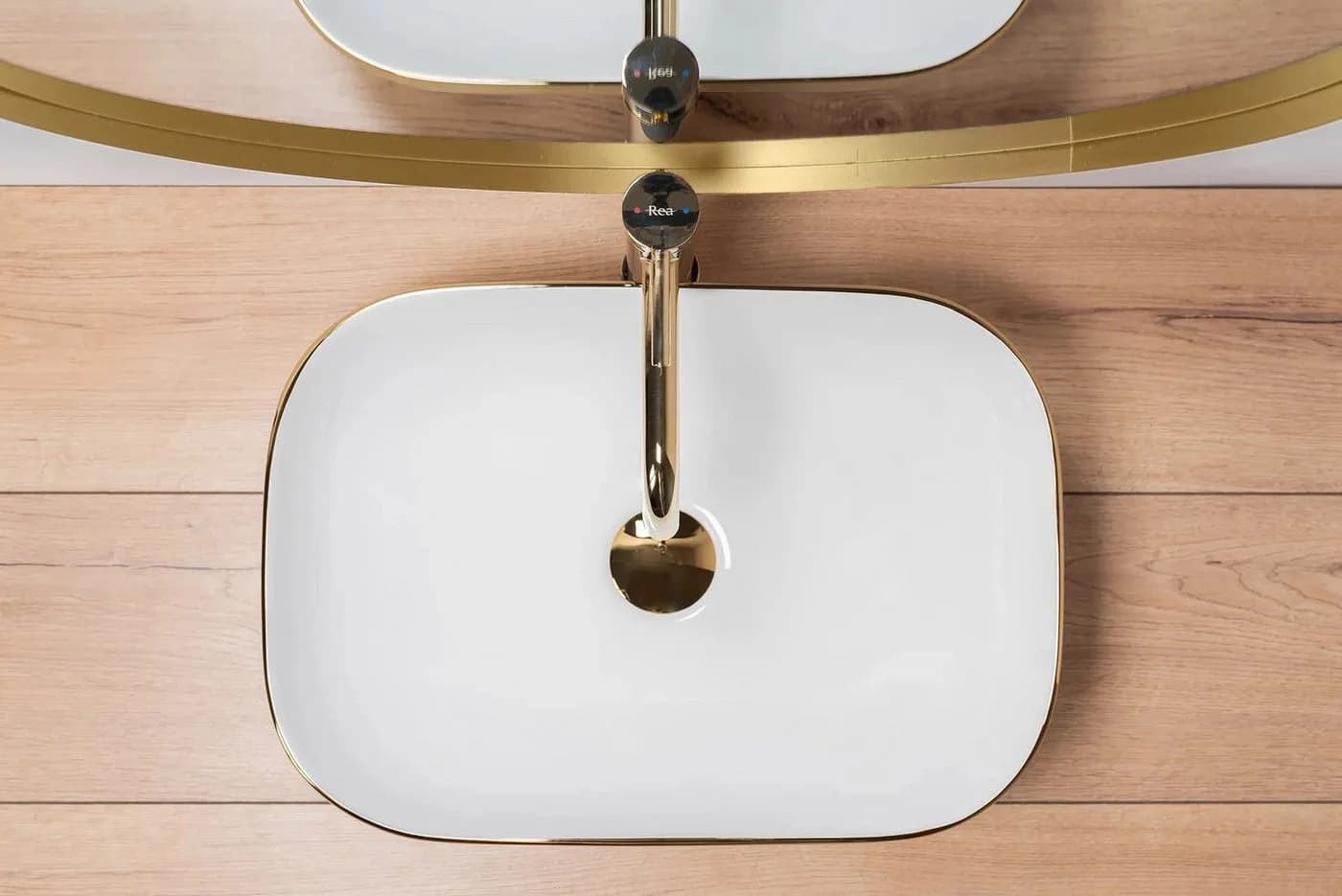wohnwerk.idee Aufsatzwaschbecken Designer Waschbecken mit gebürstetem Gold, Rechteckig, Struktur-Design - Bild 3