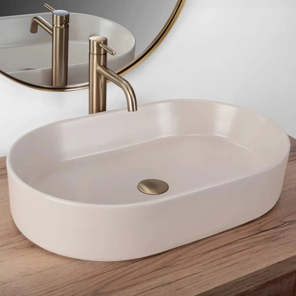 wohnwerk.idee Aufsatzwaschbecken Matt Weiß Beige Design