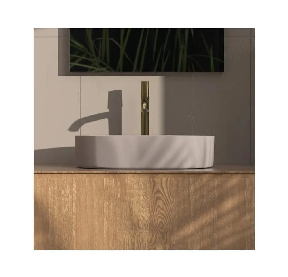 wohnwerk.idee Aufsatzwaschbecken Matt Weiß Beige Design - Bild 5