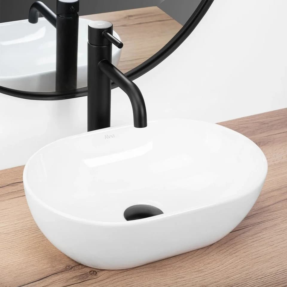 wohnwerk.idee Aufsatzwaschbecken Keramik Weiß Amelia