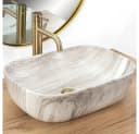 wohnwerk.idee Aufsatzwaschbecken Marmoroptik Beige Keramik Bild 1