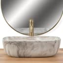 wohnwerk.idee Aufsatzwaschbecken Marmoroptik Beige Keramik Bild 3