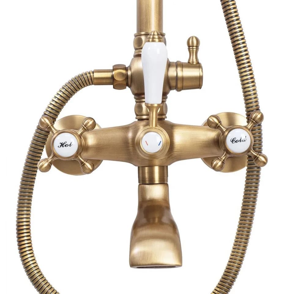 wohnwerk.idee Duschsystem Bergamo Antik-Gold Retro Regendusche mit Handbrause