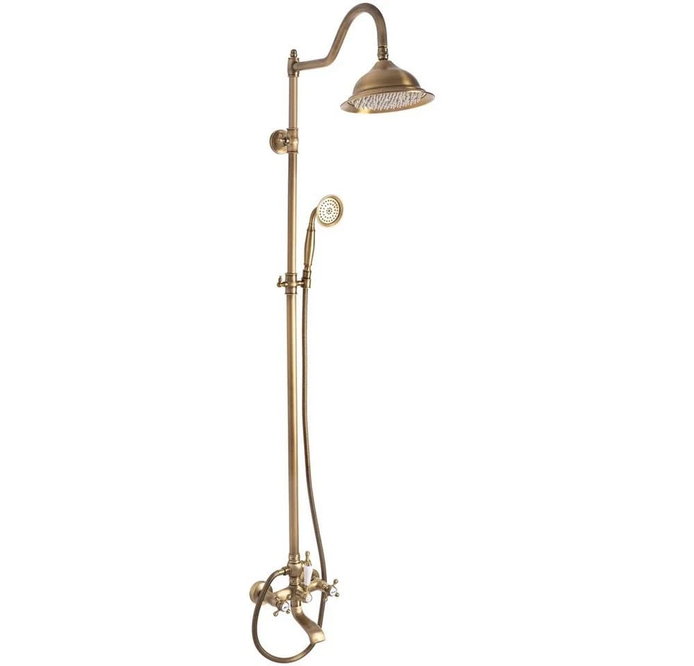wohnwerk.idee Duschsystem Bergamo Antik-Gold Retro Regendusche mit Handbrause - Bild 3