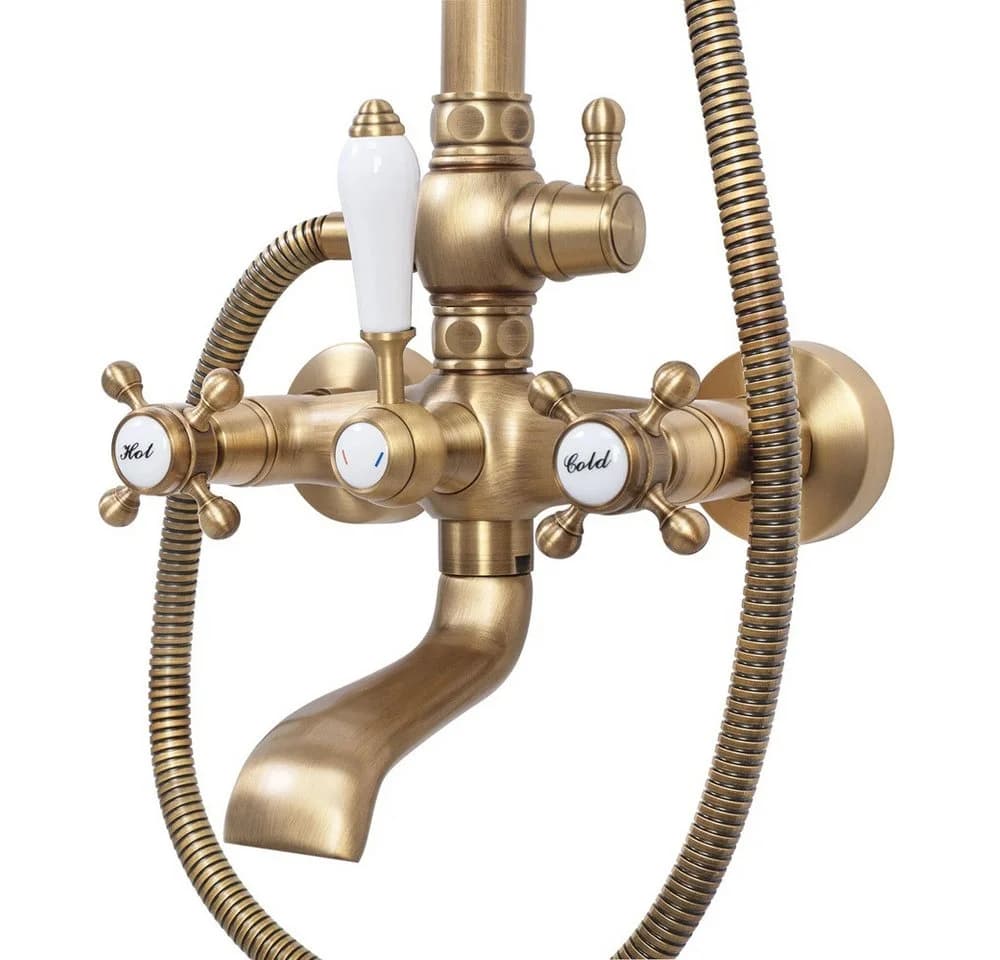wohnwerk.idee Duschsystem Bergamo Antik-Gold Retro Regendusche mit Handbrause - Bild 5