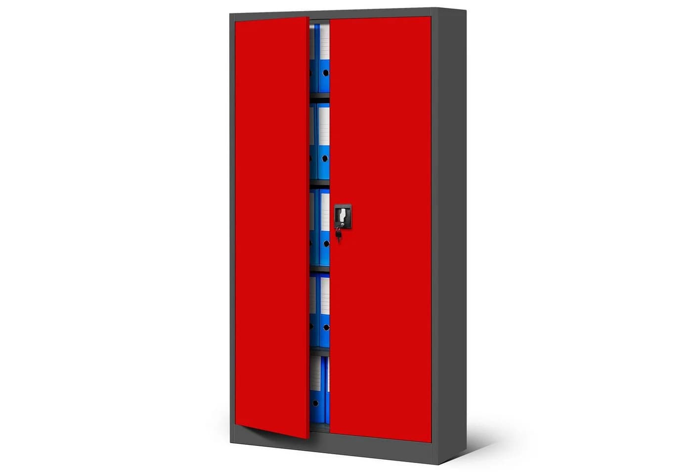 Jan Nowak Aktenschrank Metall Anthrazit-Rot 90x185x40 cm - Bild 2