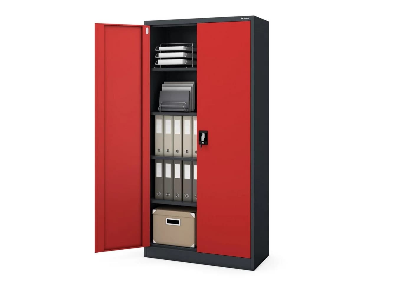 Jan Nowak Aktenschrank Metall Anthrazit-Rot 90x185x40 cm - Bild 4
