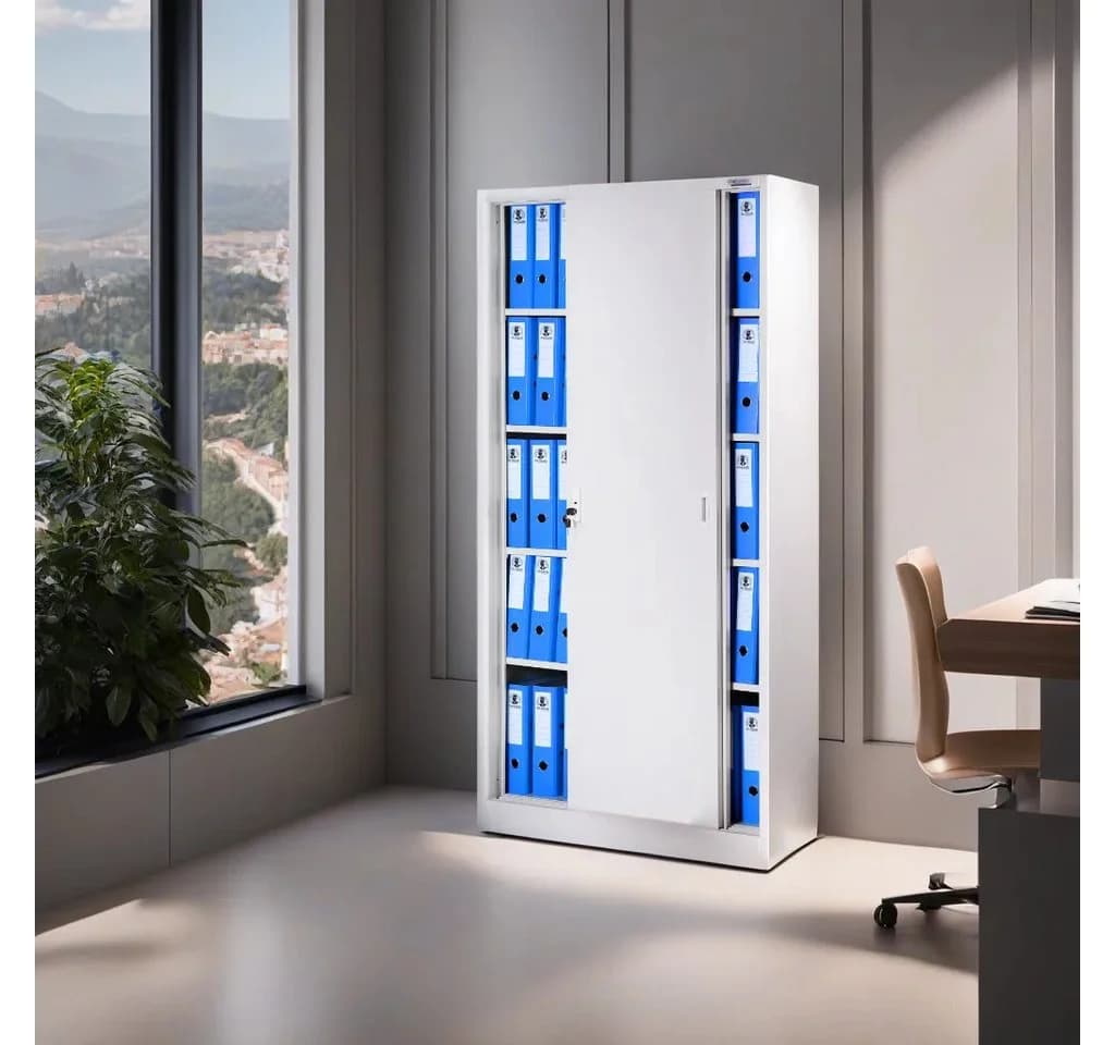 Jan Nowak Aktenschrank KUBA Schiebetüren grau 90 cm - Bild 5