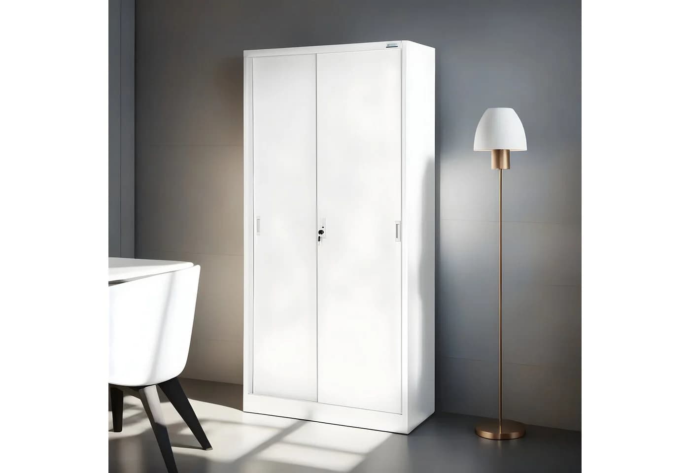 Jan Nowak Aktenschrank KUBA Schiebetüren 90 cm Weiß - Bild 3