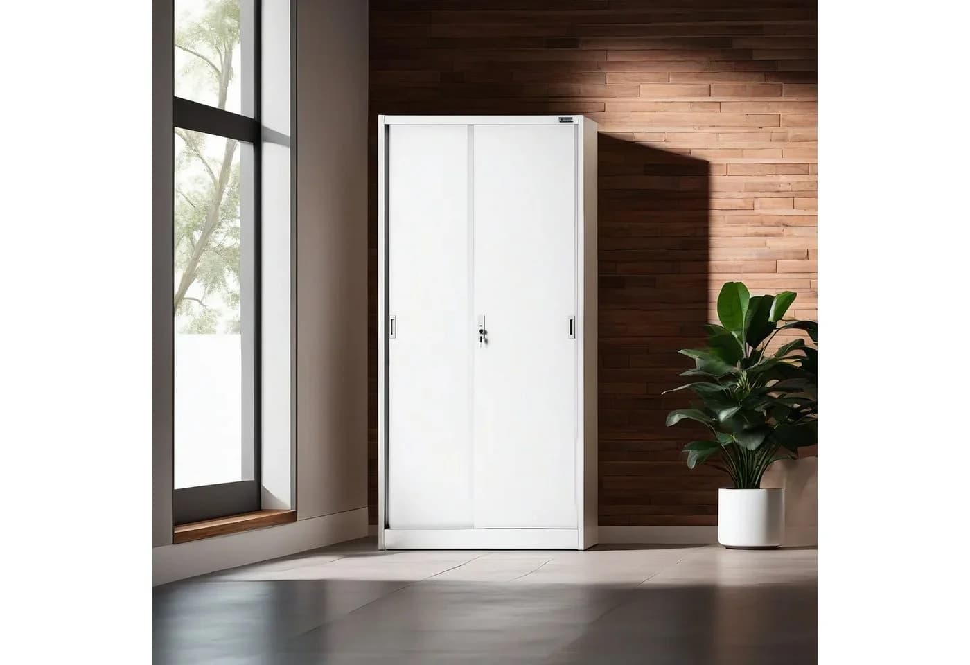 Jan Nowak Aktenschrank KUBA Schiebetüren 90 cm Weiß - Bild 4