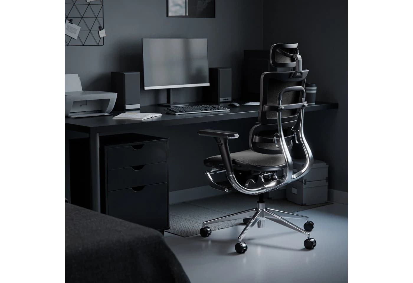DIABLO CHAIRS Bürostuhl V-Master Grau Netzstoff ergonomisch mit Beinstütze - Bild 5