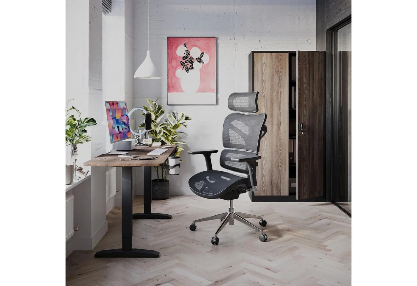 Jan Nowak Aktenschrank Metall Anthrazit/Nussbaum 90 cm - Bild 5