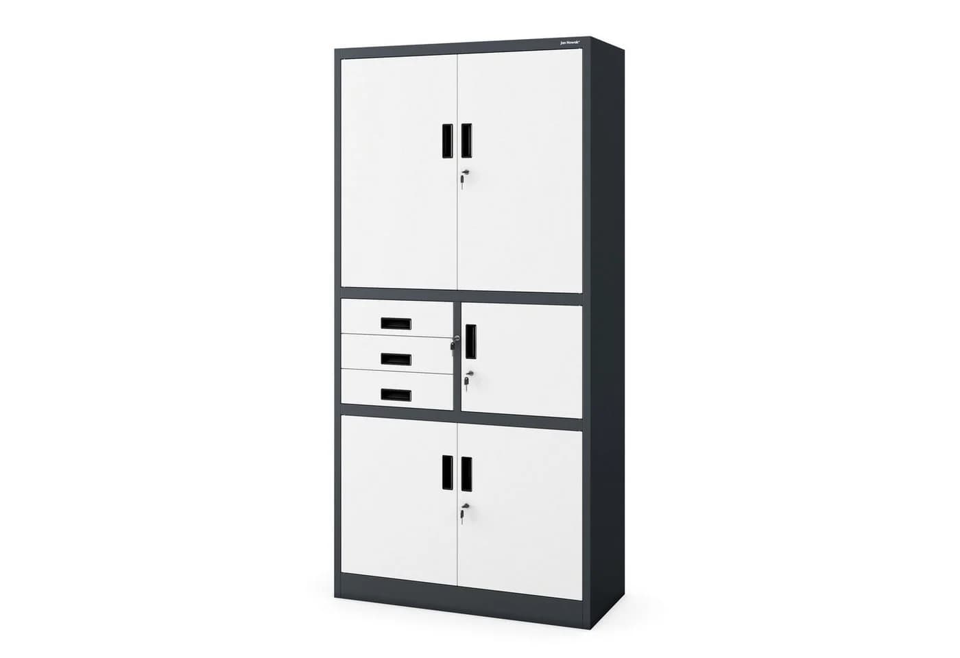 Jan Nowak Aktenschrank Stahl mit Tresor 90 cm Anthrazit-Weiß - Bild 2