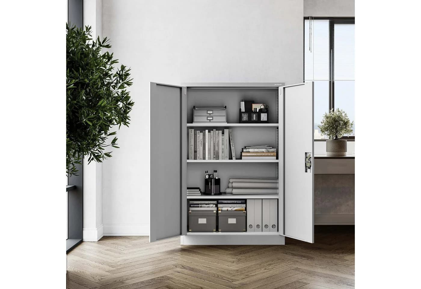 Jan Nowak Aktenschrank KEVIN Metall Grau 90x140 cm mit Schloss - Bild 5