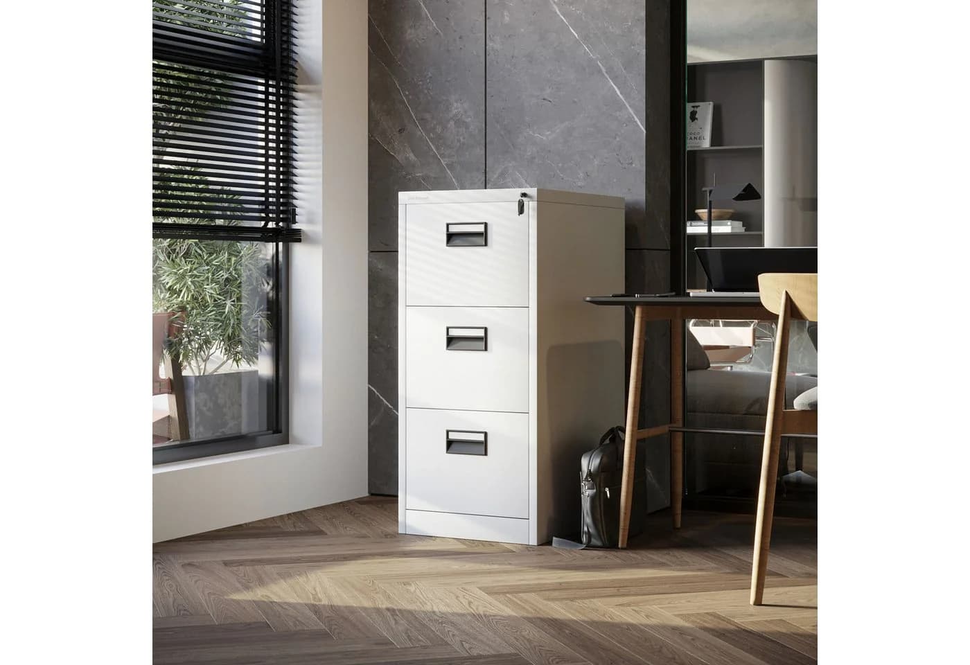 Jan Nowak Aktenschrank Metall 3 Schubladen Weiß - Bild 3