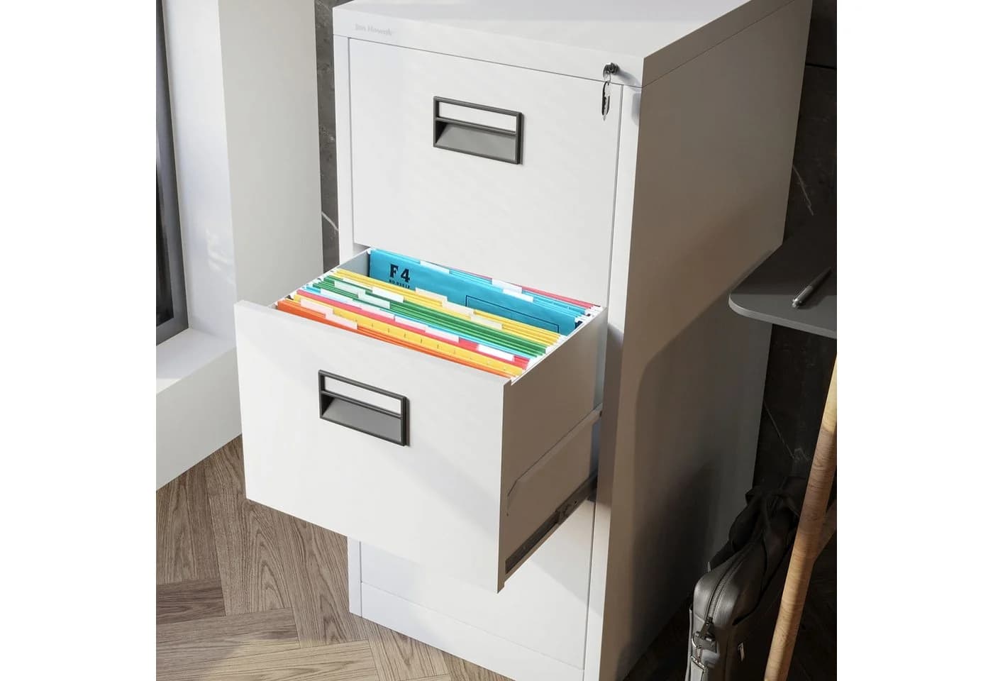 Jan Nowak Aktenschrank Metall 3 Schubladen Weiß - Bild 4