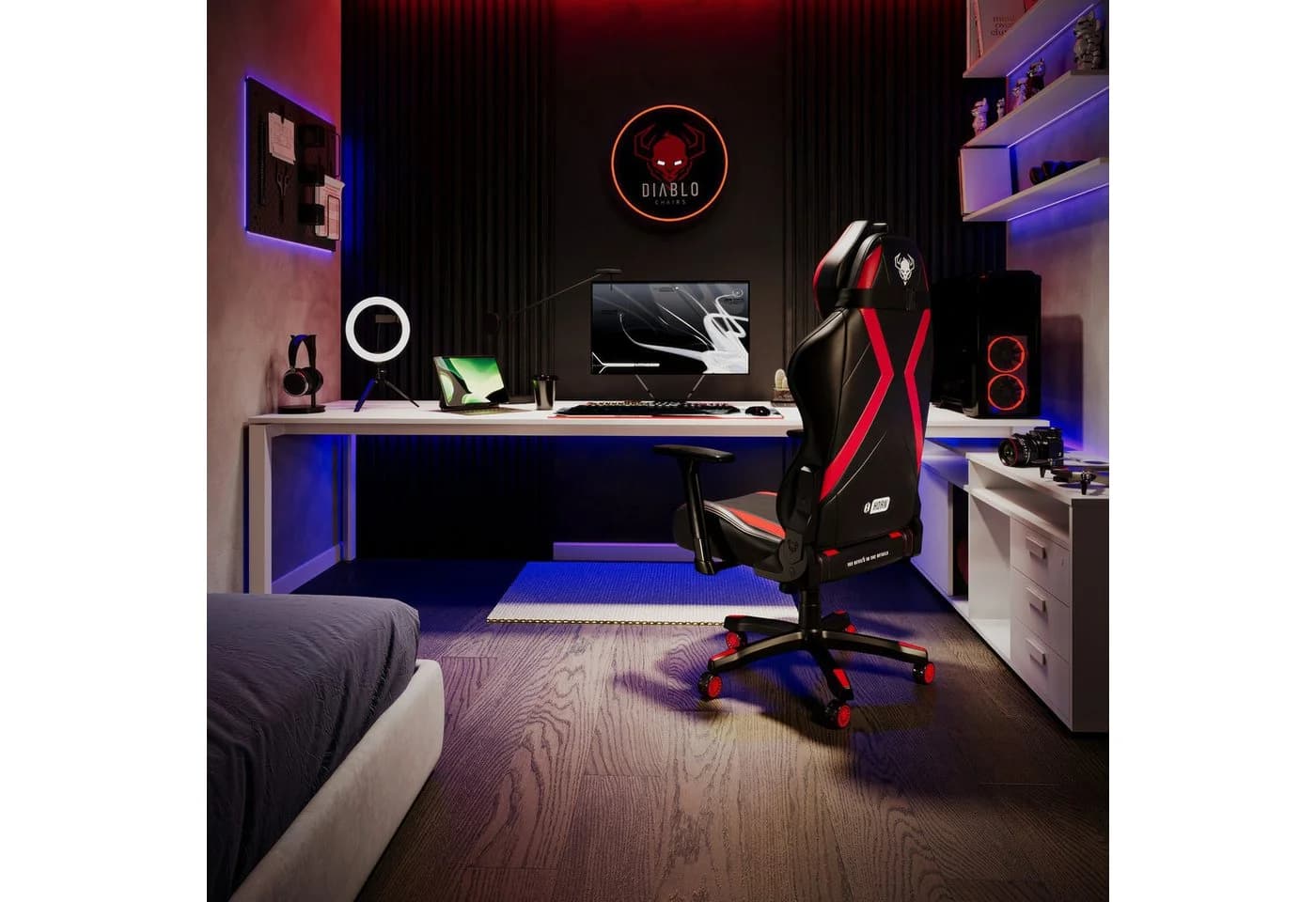 DIABLO CHAIRS Gaming-Stuhl X-Horn 2.0 Rot HDS Kunstleder 3D-Armlehnen - Bild 4