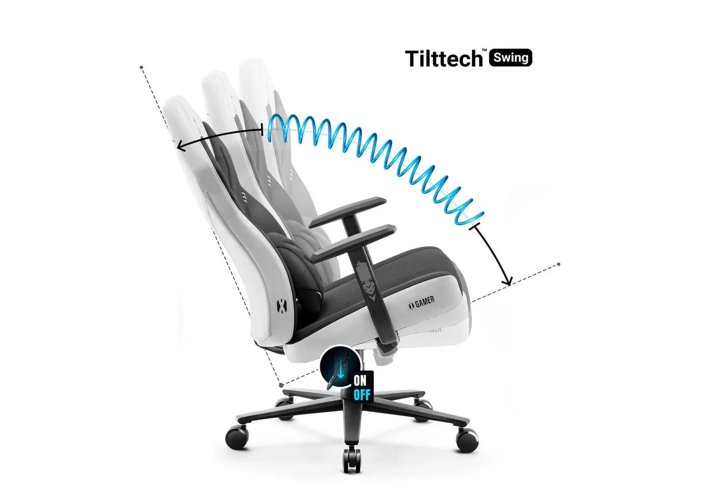 DIABLO CHAIRS Gaming-Stuhl X-Gamer 2.0 Weiß Stoff Kunstleder - Bild 3