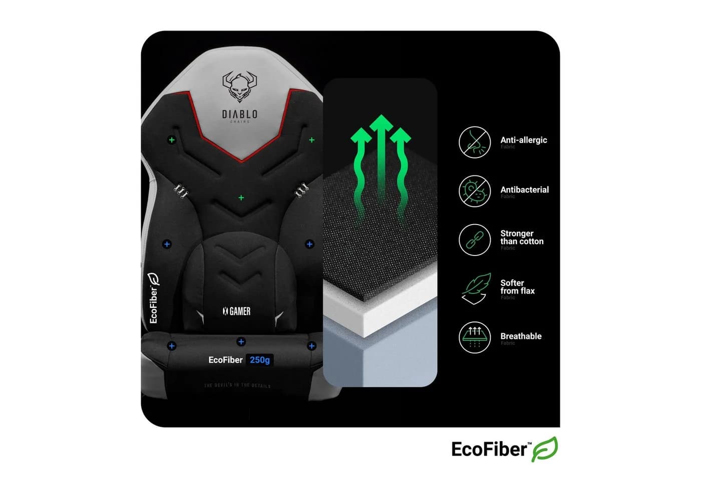 DIABLO CHAIRS Gaming-Stuhl X-Gamer 2.0 Weiß Stoff Kunstleder - Bild 4