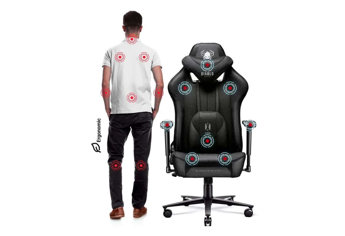 DIABLO CHAIRS Gaming-Stuhl X-Player 2.0 Schwarz TiltTech 3D-Armlehnen - Bild 4