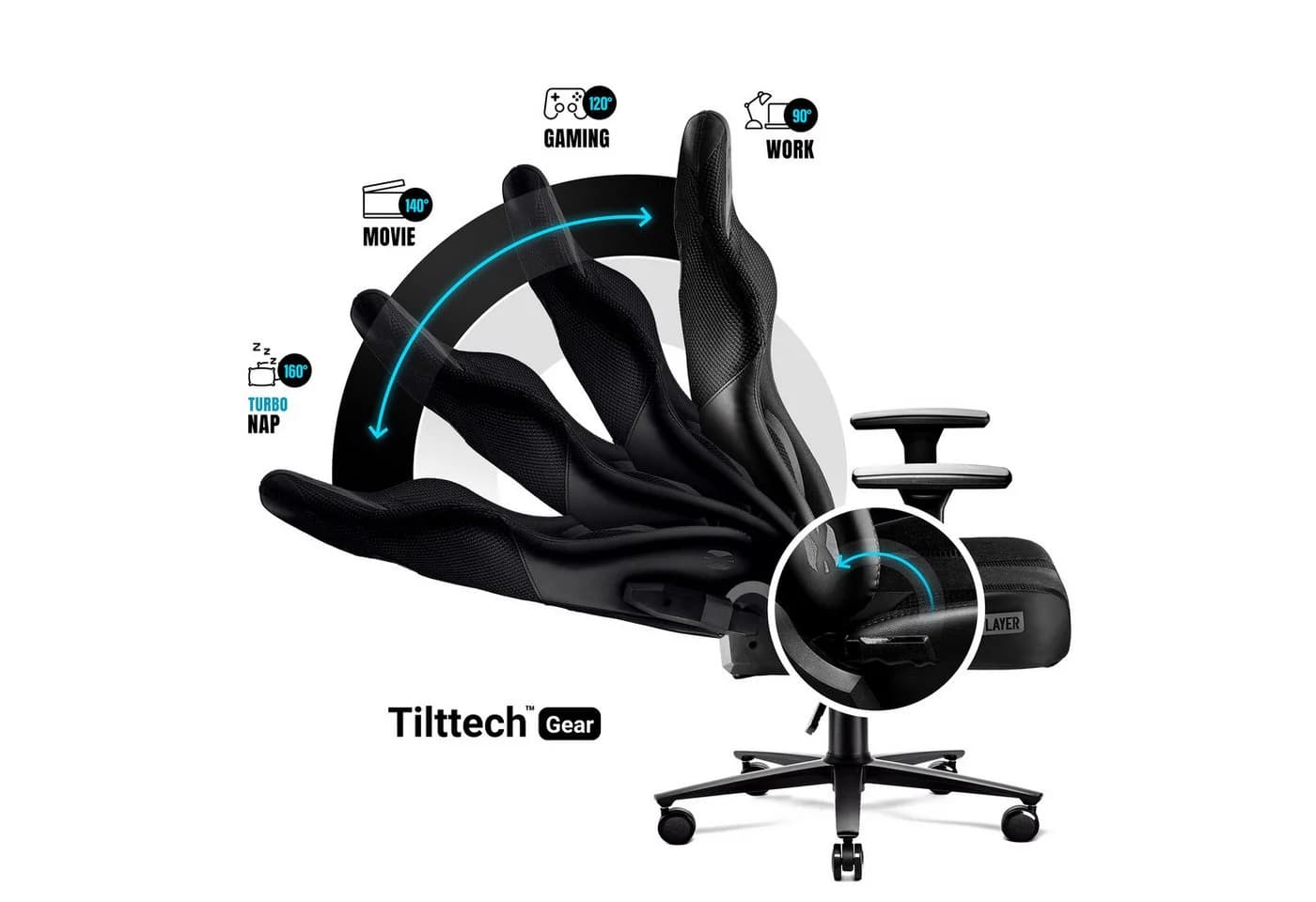 DIABLO CHAIRS Gaming-Stuhl X-Player 2.0 Schwarz TiltTech 3D-Armlehnen - Bild 5