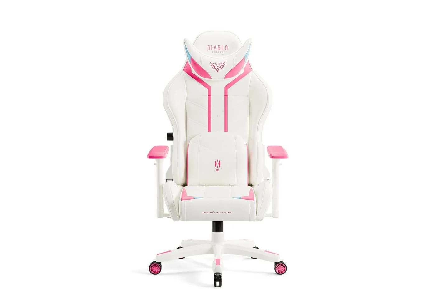 DIABLO CHAIRS Gaming-Stuhl X-Ray Rosa-Weiß Kunstleder 4D-Armlehnen - Bild 1