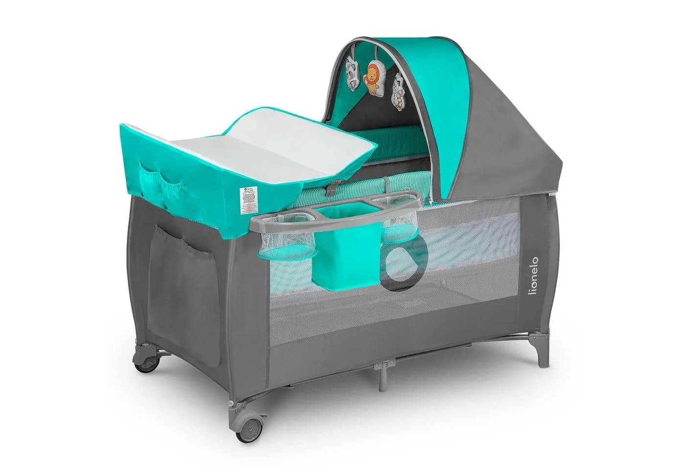 Lionelo Baby-Reisebett LO-SVEN PLUS Türkis 2-in-1 mit Musik - Bild 5