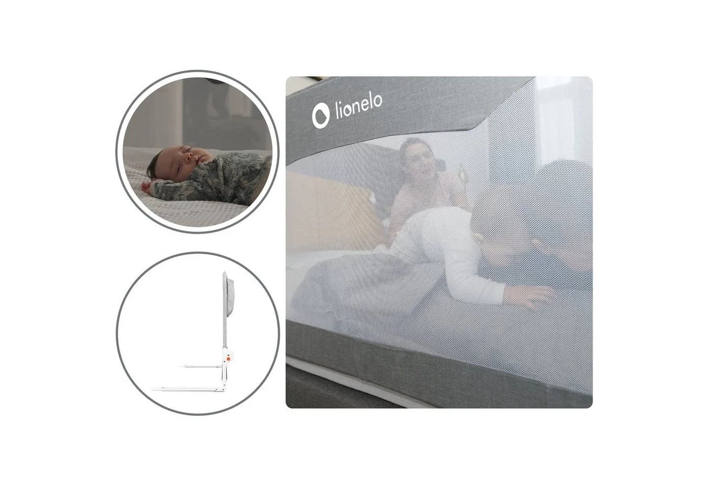 lionelo Bettschutzgitter HANNA Grau 66 cm hoch mit SecureBelt - Bild 4