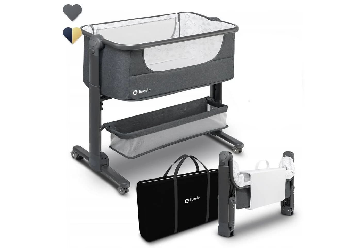 Lionelo Baby-Reisebett Timon 3in1 Beistellbett Grau Aluminium - Bild 2