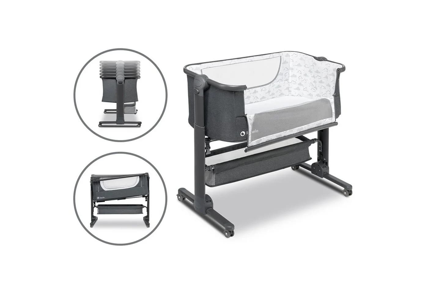 Lionelo Baby-Reisebett Timon 3in1 Beistellbett Grau Aluminium - Bild 3