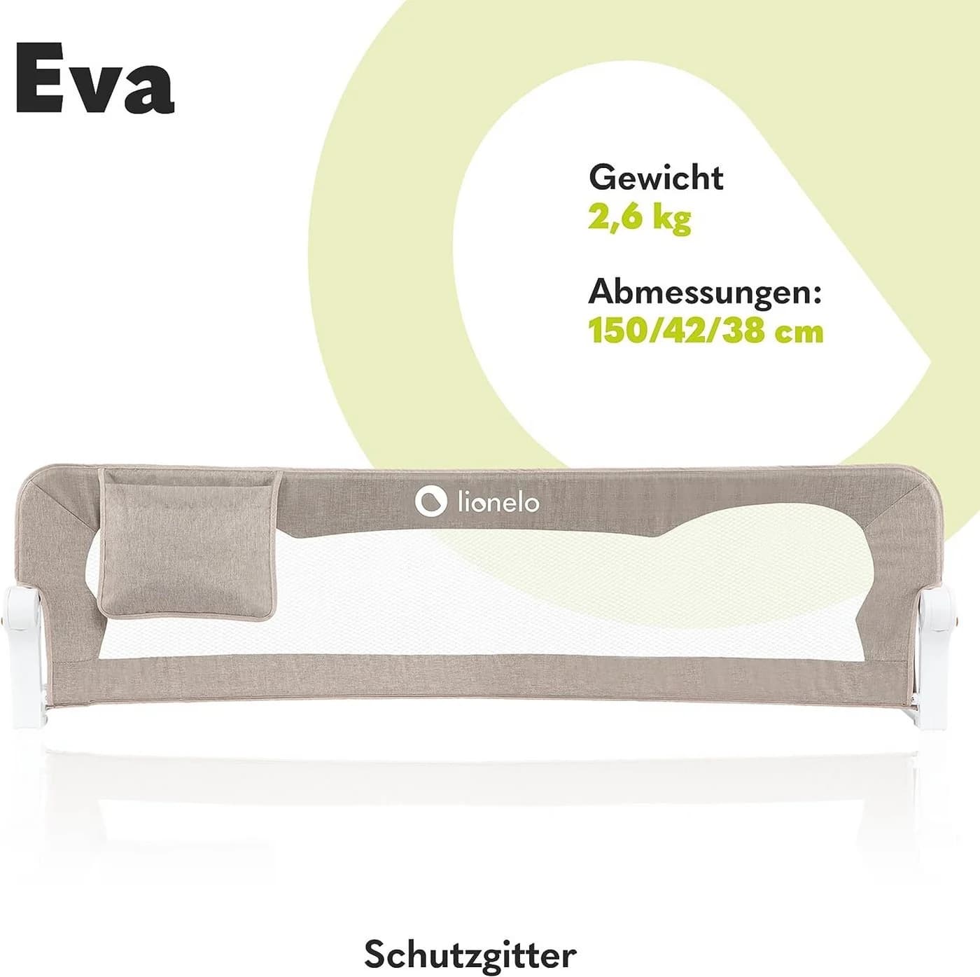 Lionelo Bettschutzgitter Eva Beige - Zusammenklappbar mit Sicherheitsgurten