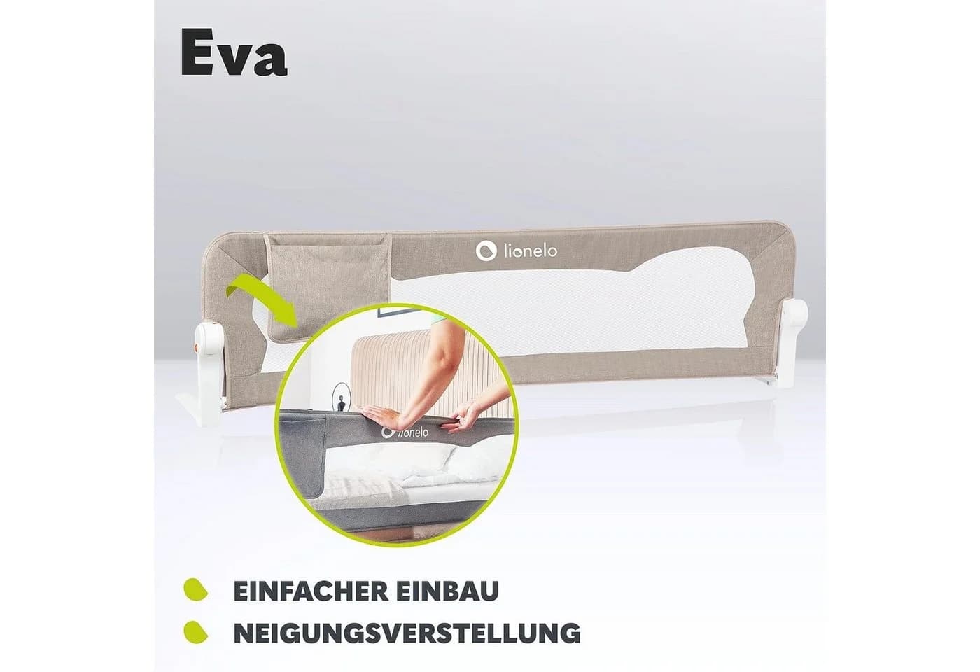 Lionelo Bettschutzgitter Eva Beige - Zusammenklappbar mit Sicherheitsgurten - Bild 4