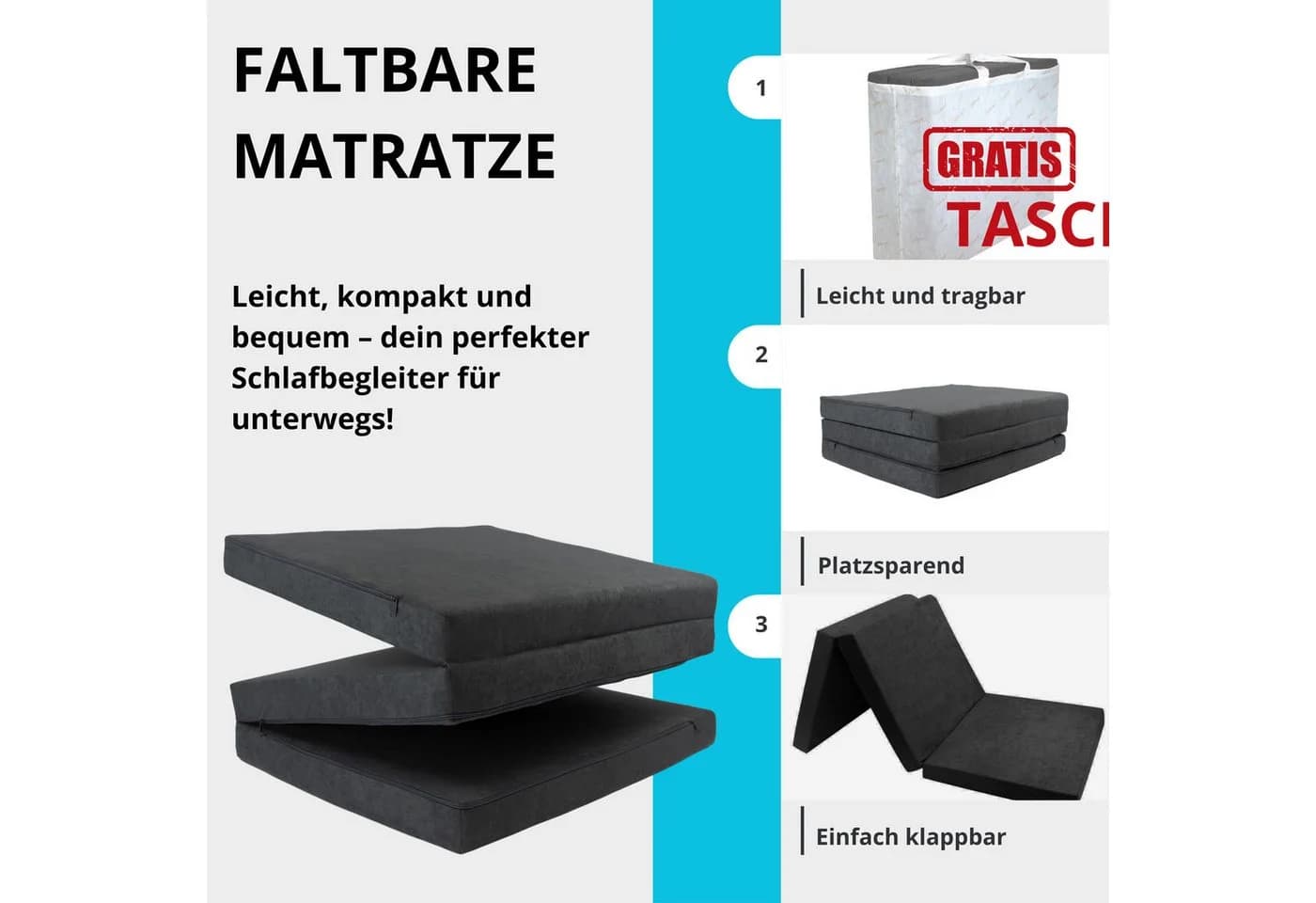 FORTISLINE Klappmatratze Gästematratze Violett - Bild 5