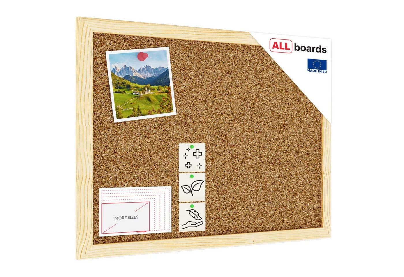 ALLboards Pinnwand mit Holzrahmen Korktafel Korkwand Braun - Bild 2